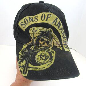 Sons Of Anarchy Graphic Logo Men's Black Adjustable Strap Back Cap Hat